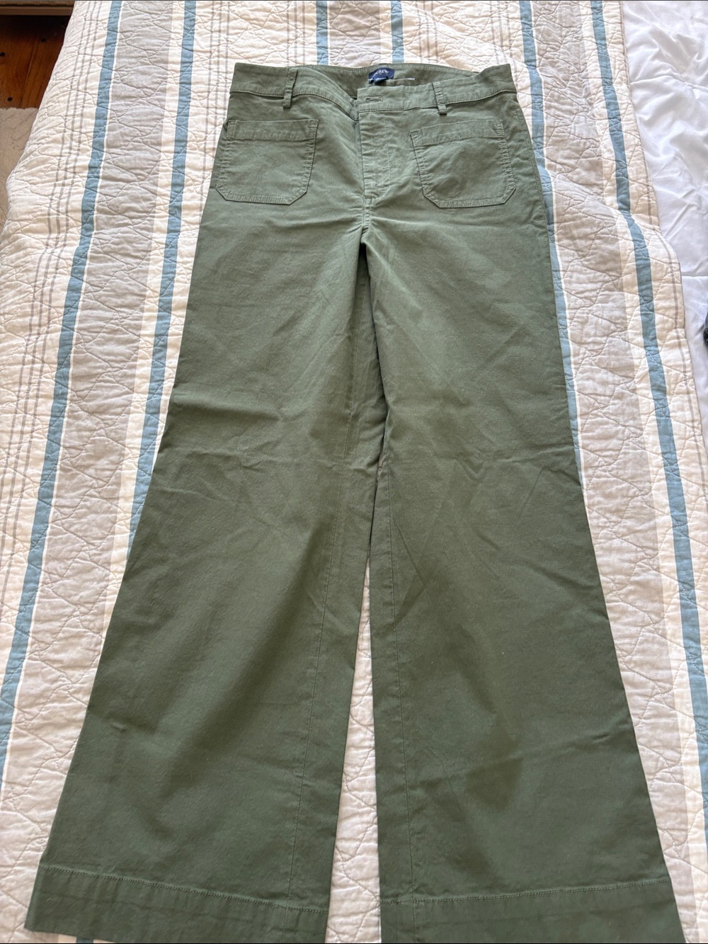 J. Crew Factory Olive Green Wide-Leg Flare trousers